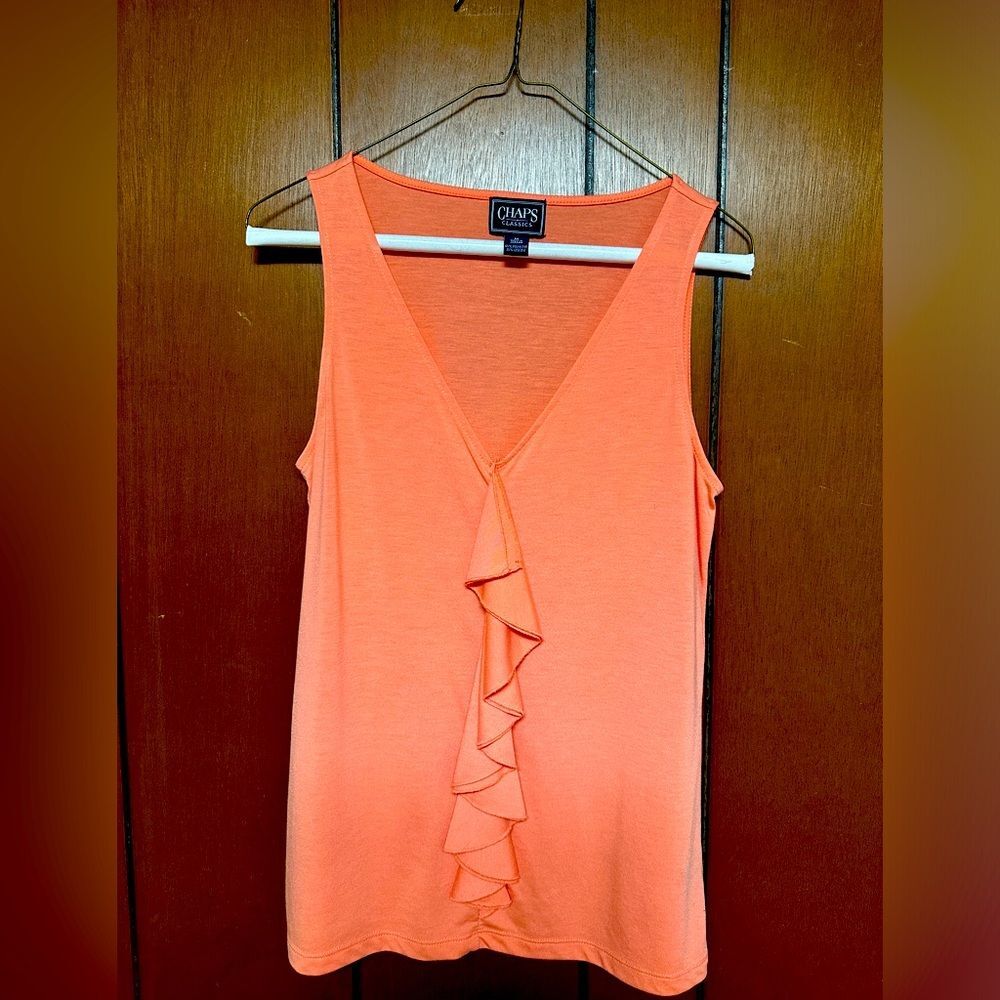 Chaps M Womens cut sleeves blouse with front ruffle design